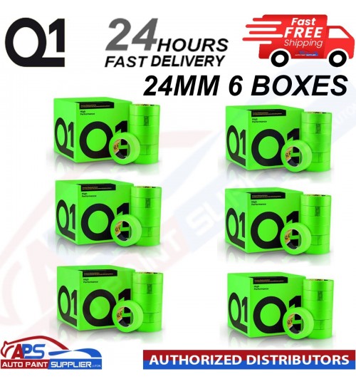 Q1 GREEN MASKING TAPE HIGH PERFORMACE - Box of 6" 24mm x 50m - FAST DELIVERY